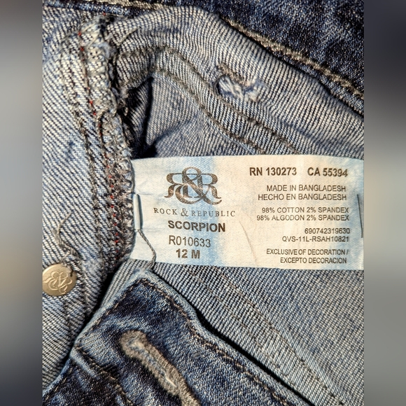 Rock & Republic blue Scorpion jeans - size 12 M - Picture 3 of 5